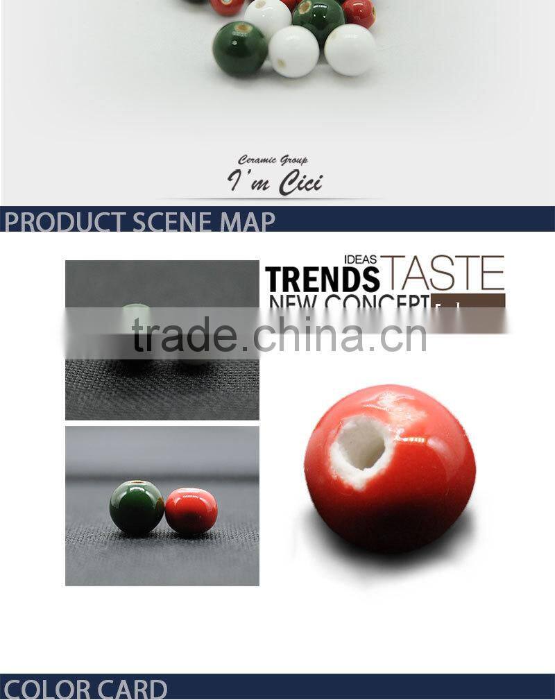 2015 Fashion red and white porcelain design beads for girls wholesale CC-B028