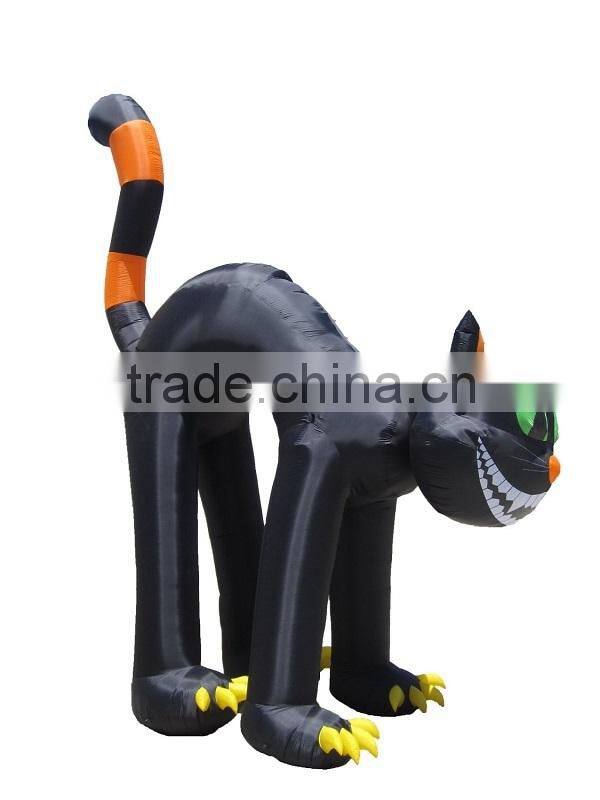Halloween Decorations Inflatable Black Cat with Green Eyes
