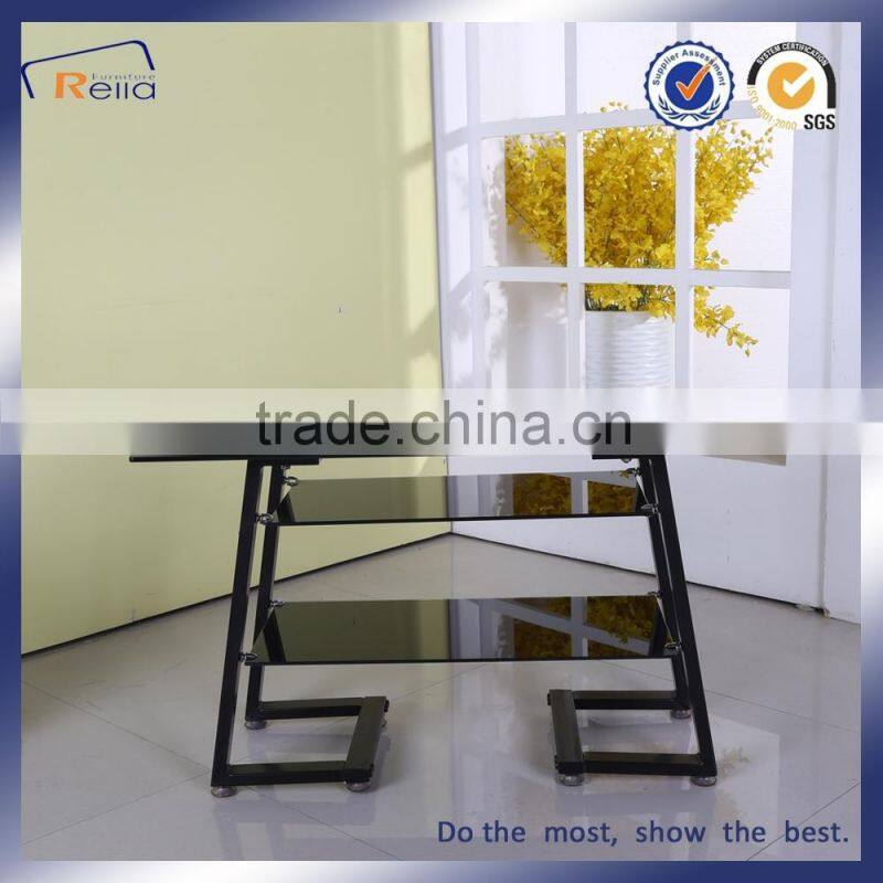 Modern Living Room Furniture Black Tempered Glass TV Stand