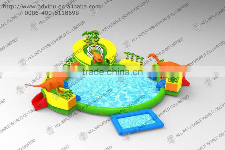 2016 New Design Giant Inflatable Obstacle Course with Water Pool Combo