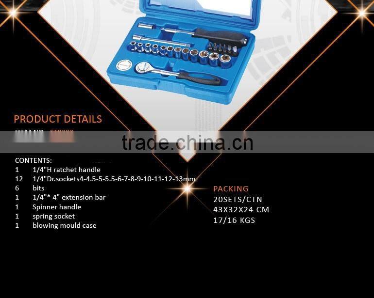 23pcs Mini Tool Set Socket Set with Ratchet Spanner