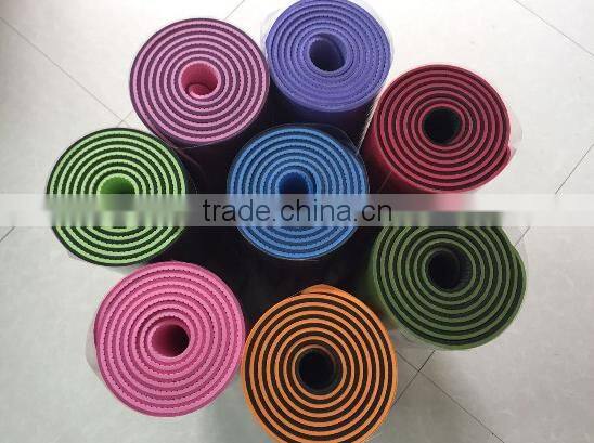 High Quality ECO-Friendly 6mm TPE Yoga Mat Indoor Fitness Equipments 2 Colors Yoga Mat