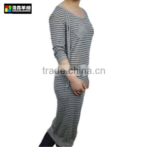 Women Striated Cashmere Dress, Women Cashmere Over Length Dress