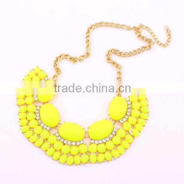 Top Quality Acrylic Multicolor Choker Vintage Pendant Statement Necklace Women Fashion Necklaces for Women 2014