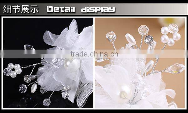 MYLOVE Women Girls White Wedding Pearl Bride Crystal Embroidery lace Hair Headband Prop MLF129