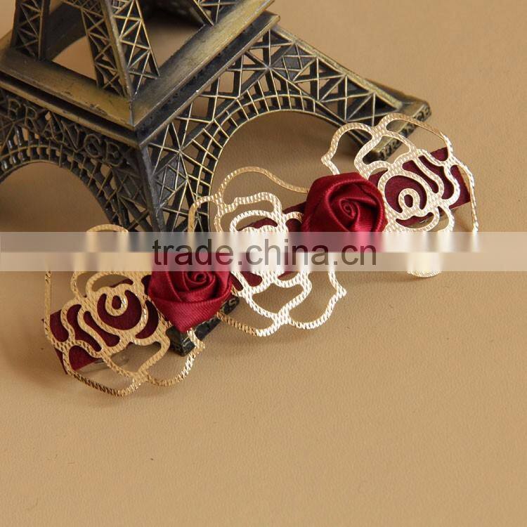 MYLOVE women alligator clips gold rose barrette