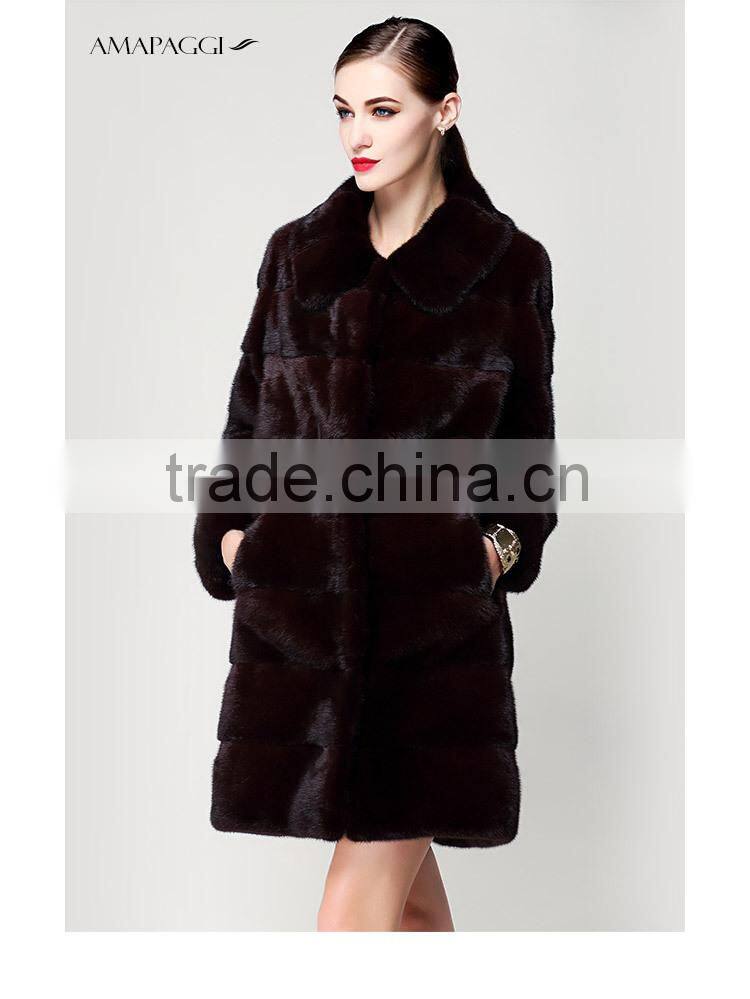 China sale dyed real mink winter fur coat for fashion lady