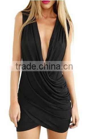 Women Sexy Deep V Neck Sleeveless Night Club Dress