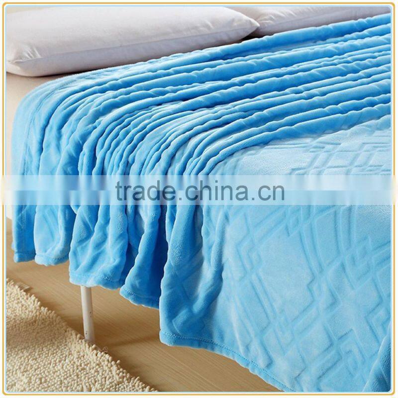 Bedding Extra Soft Flannel Fleece Blanket Lightweight Thickening Throw/Bed Blanket Pure Color Blanket Sky Blue