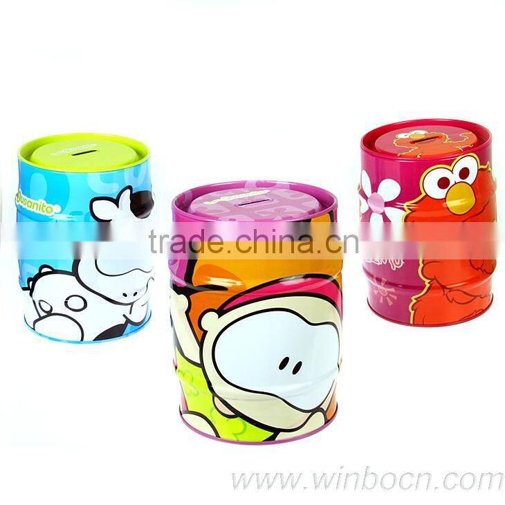 Cartoon children gift tin coin bank money bank
