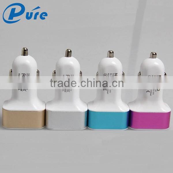 3 ports 3A output 3 usb car charger with very low price colorful charger for smartphone tablet