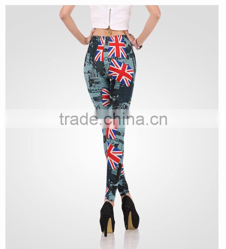 Wholesale professionally Customize New Sexy Slim Fashion High Elastic UK USA Flag Print Tight Leggings Pants