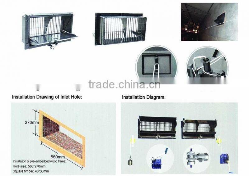 ventilation system air inlet for closed poultry house