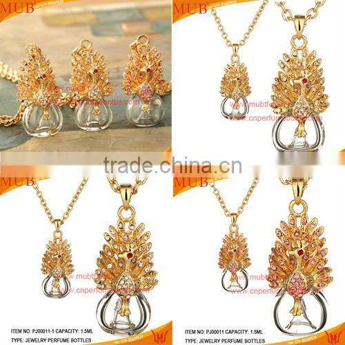 Peacock Shape Jewelry Pendant Glass Perfume bottle jewelry