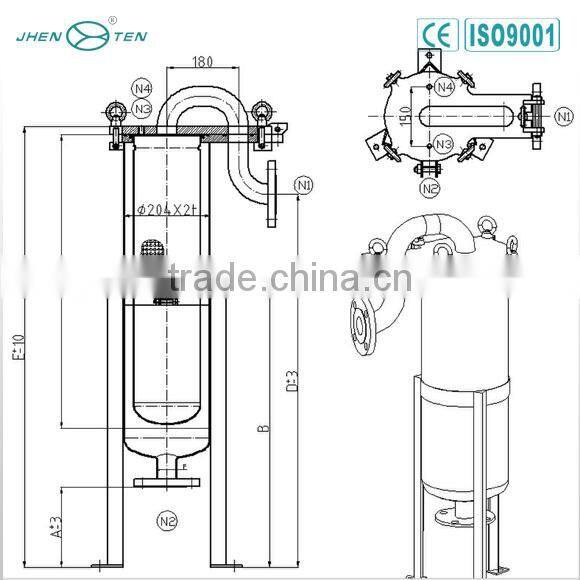 Top-Entry Bag Filter Housing.Stainless steel