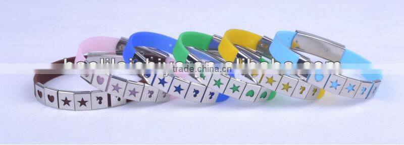 silicone bracelet with metal