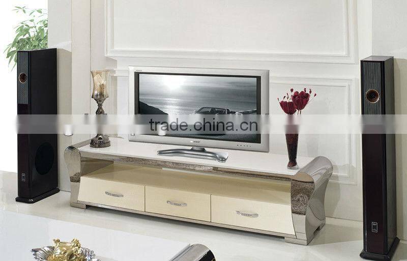 Fashion and modern design for home furniture design stainless steel+marble top+MDF covered with crocodile leatherTV stand E362