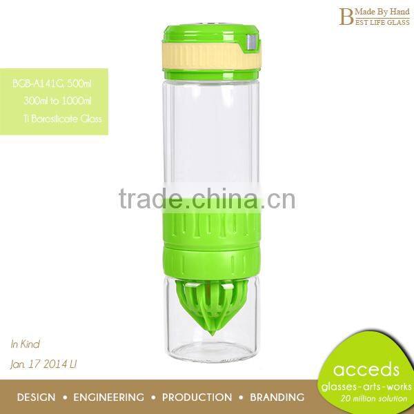 Borosilicate Fruit Water Double Wall Glass Bottle