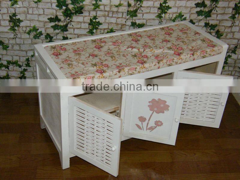 antique wooden footstool wooden storage cabinet wooden shoe rack T10-1018