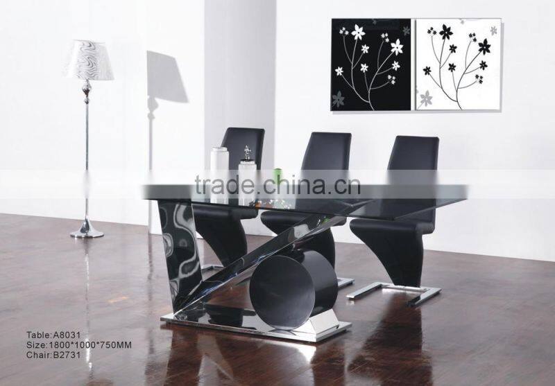 B2731 hot sale cheap black leather z shape dining chair