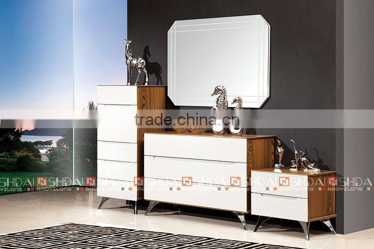 Large Modern Wood Frame Walnut Bedroom Mirror M-20