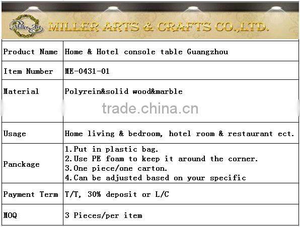 French Style resin console table with marble top ME-0431-01