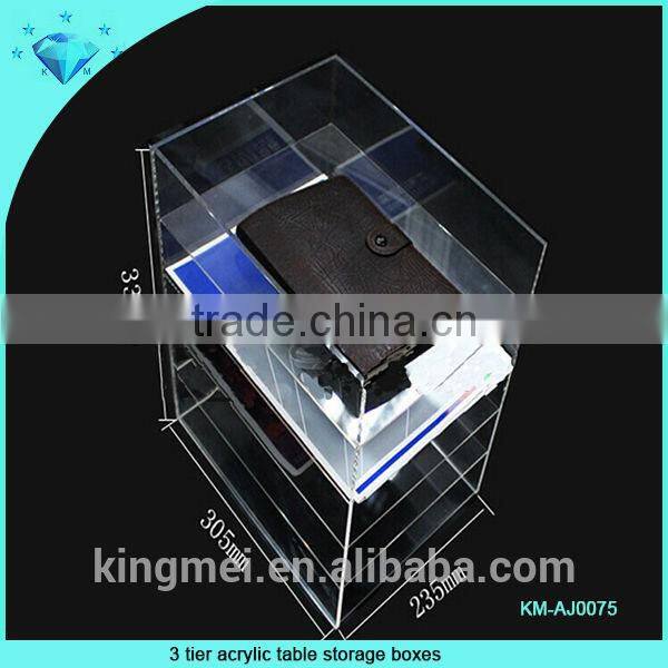 acrylic plastic tray with dividers and drawer