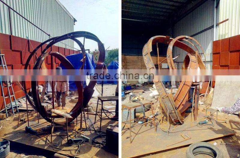 Art garden corten steel sculpture decorative metal balls