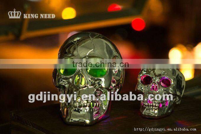 high quality new promotional LED lighted metal skull Halloween decorations