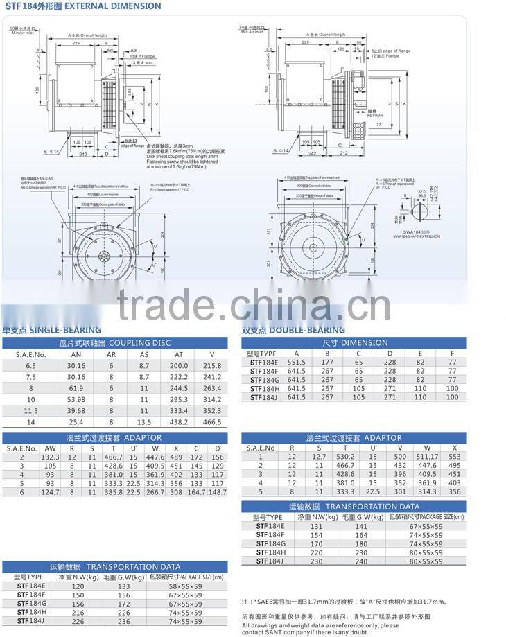 DE184 Brushless synchronous AC alternators