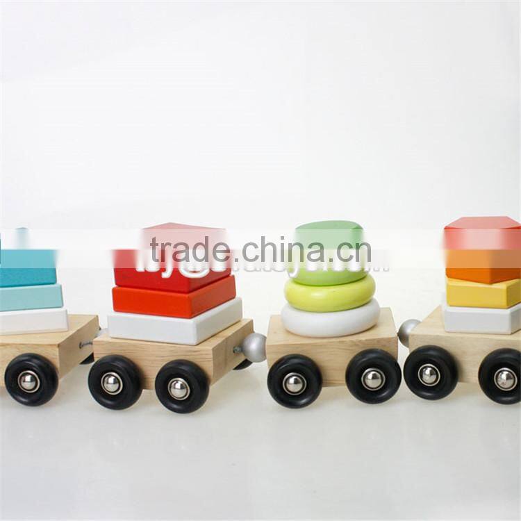 Best design educational children wooden stacking blocks train toy W04A270