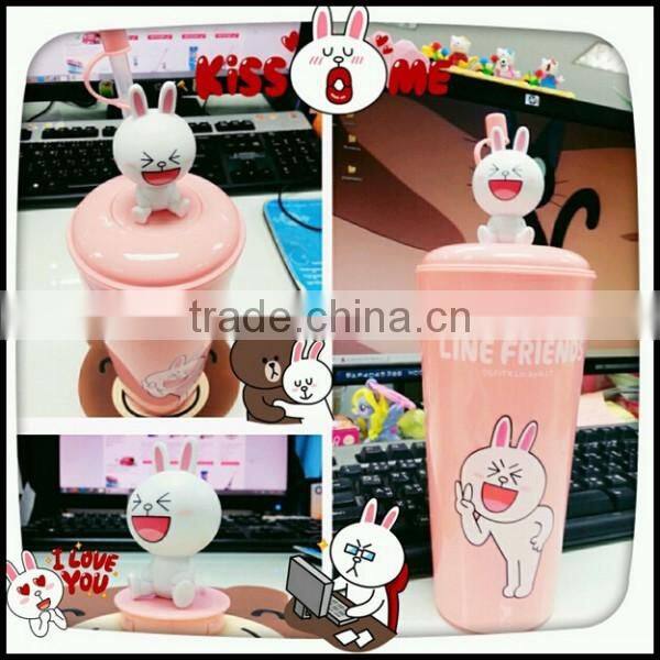 cartoon bear plastic Coffee Tea Vacuum Travel Mug Cup Bottle,custom plastic coffee mug cups,oem plastic coffee cups for sale