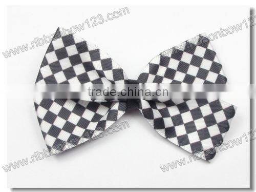 checked satin dog grooming bows