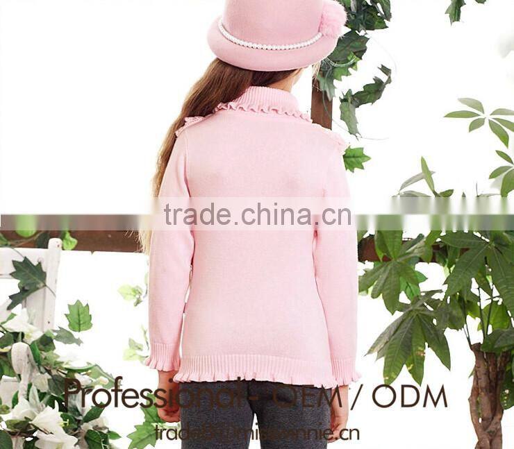 new children's fall clothes girls pullover sweater with lace turtleneck