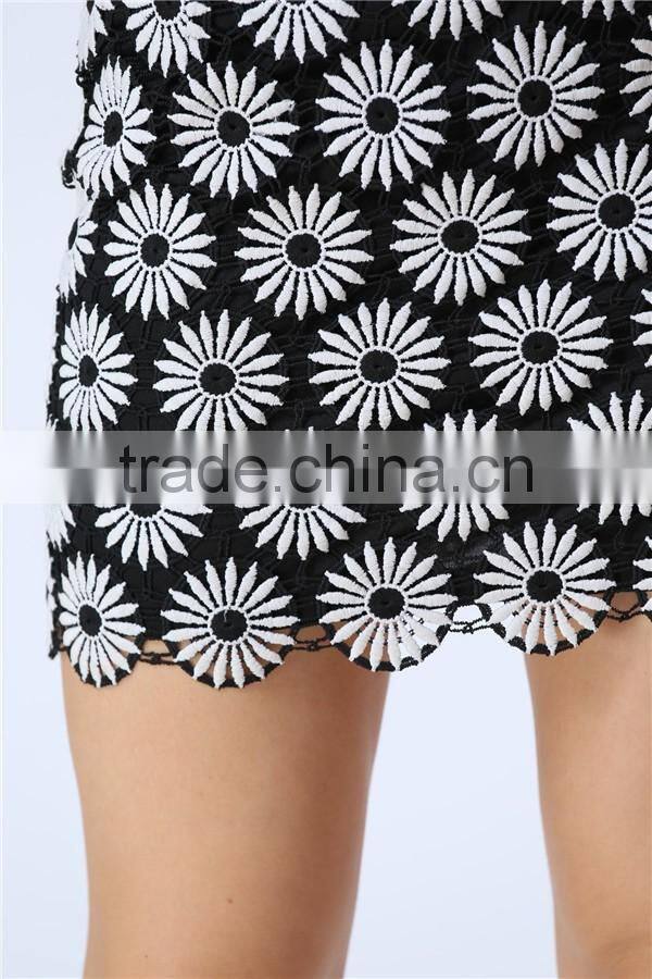 Latest Ladies Elegant Fashion Beautiful Daisy Crochet Lace Mini Skirt