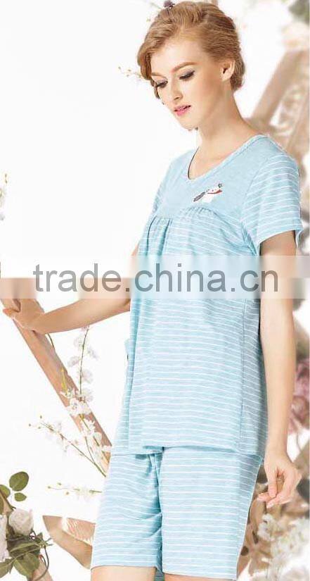 woman dress and pants woven stripe pajamas
