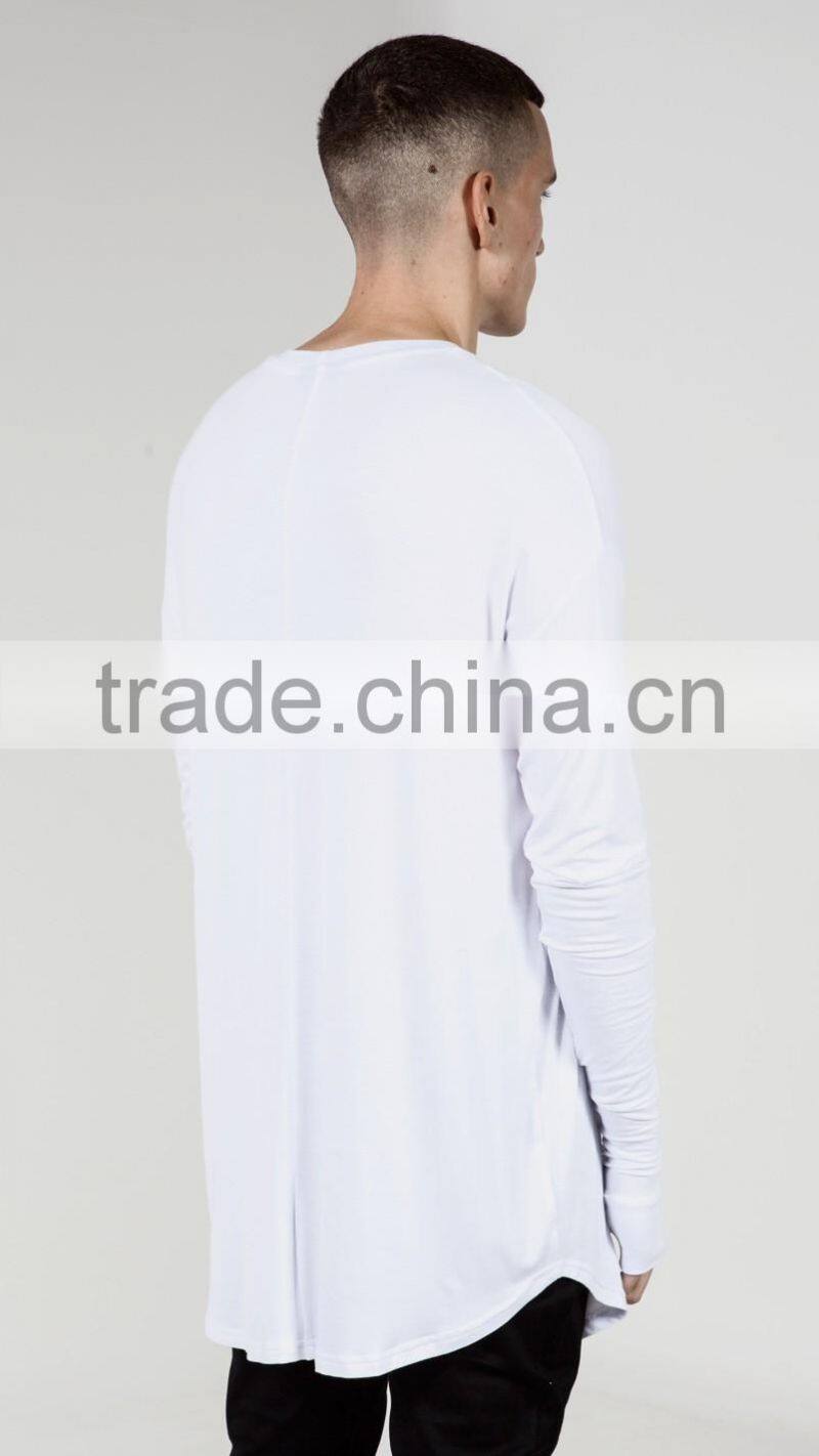 Customized cheap extra long sleeves collar men t-shirt