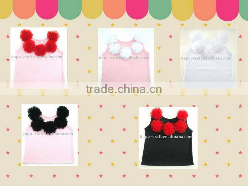 Lovely vest child tank top with rosette in factory direct sale