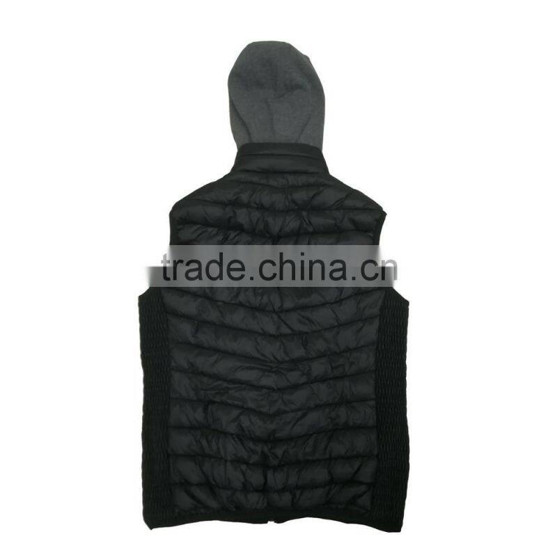 Black color nylon fuir lining women hoody vest for winter