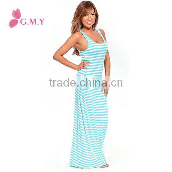 Women scoop neck racer back sleeveless casual dress strechy long maxi dress