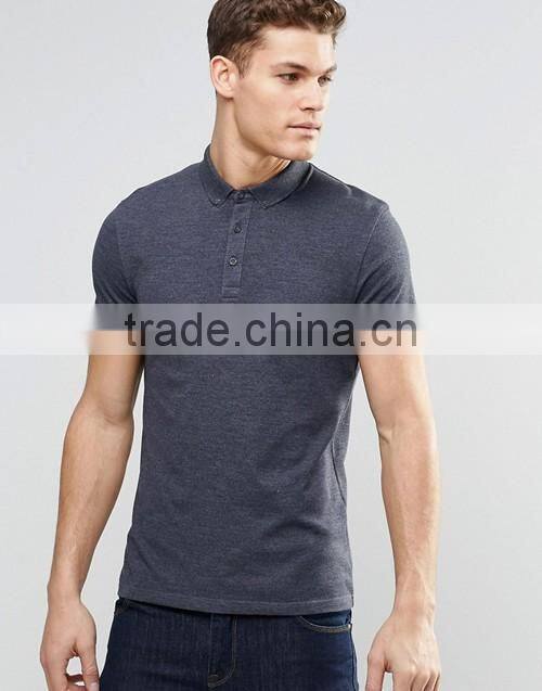 Stylish men button down collar pique fabric polo t shirt custom