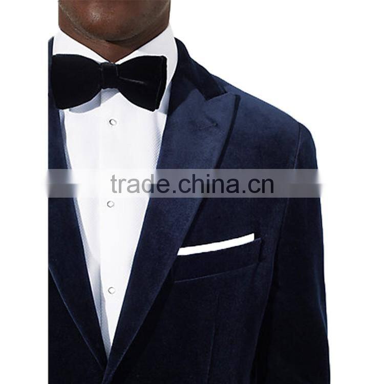 OEM Service High Quality French Trendy Arrow Lapel Single Button Velvet Blazer Coat Pant Suit For Men