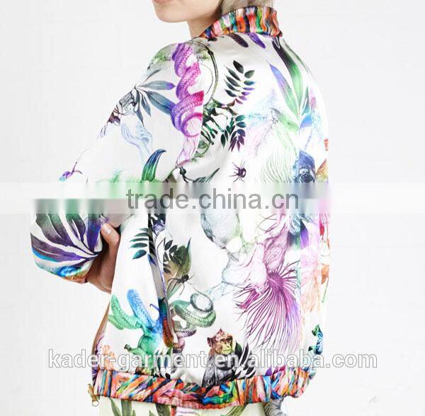 2015 Trendy Color Sublimation Jacket Zipper Up Jacket for Women