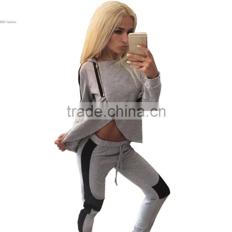 Womens Tracksuit Set 2016 Lady O Neck Long Sleeve Sweatshirt Tops Pants Suit Casual 2 piece Set women sweat suits sweatsuit