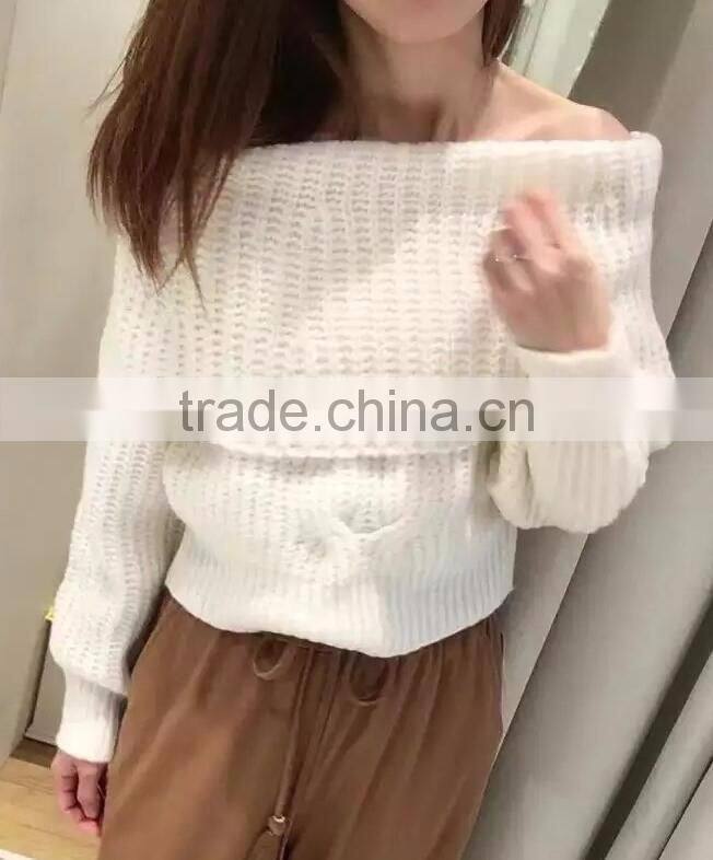 Runwaylover 2017 Ladies New Style Fashion Off-Shoulder Knitted Pullover Sweaters