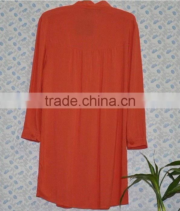 orange colour women formal long shirts designs