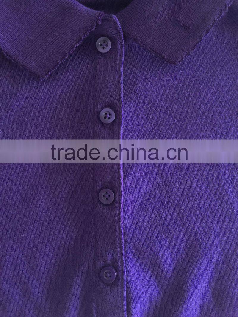 100% cotton girls school uniform purple short sleeve polo shirt