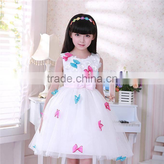 2016 Newest Girls Wedding Dresses Bows White Princess Kids Dress For Korean Style Children Clothes GD40829-9