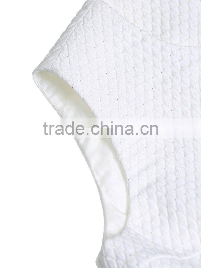 Womens plaid jacquard high waist back zipper sleeveless false two-piece dress