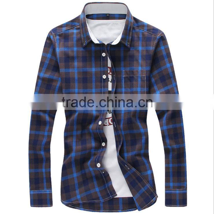Alibaba cotton microfiber casual check Korean men style shirt